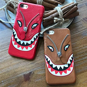 パロディー風 エルメス iphoneXケース レザー製 サメの口 可愛い