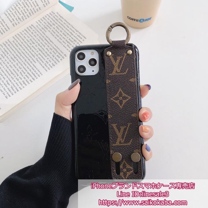LV 定番ロゴ エナメル革 ハンドベルト付き iphone12ケース