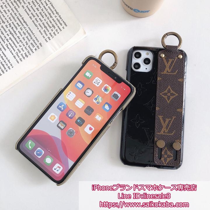 LV 定番ロゴ エナメル革 ハンドベルト付き iphone12ケース